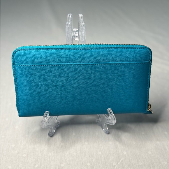 Kate Spade Newbury Lane turquoise Zip Around leather long wallet in EUC - Picture 2 of 14